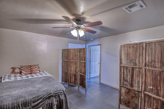 bedroom featuring ceiling fan