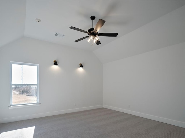9116 SW 92nd St, Mustang, OK 73064 - additional living space featuring lofted ceiling, a ceiling fan, baseboards, and light carpet