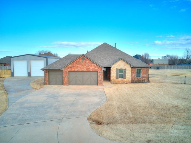 view of front of property with a garage