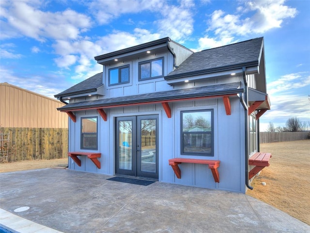 exterior space with french doors and a patio