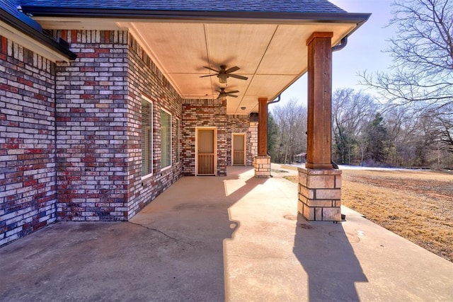 view of patio with ceiling fan