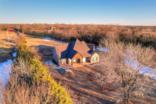 drone / aerial view featuring a rural view