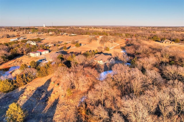 aerial view featuring a water view and a rural view