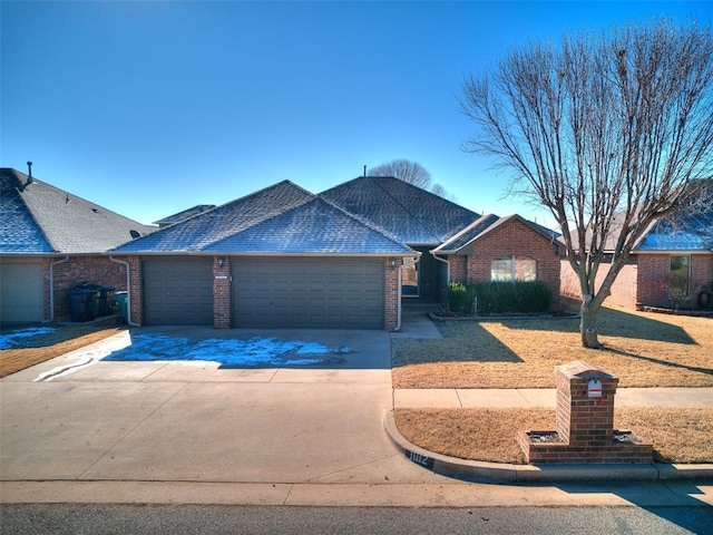 single story home with a garage