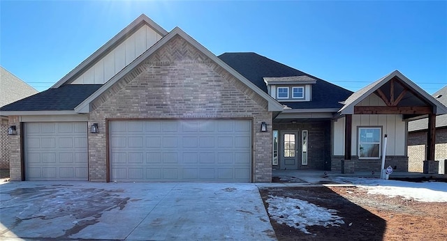 craftsman inspired home with a garage