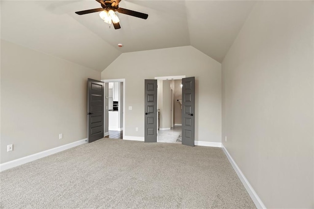 10452 SW 51st St, Mustang, OK 73064 - unfurnished bedroom with vaulted ceiling, carpet flooring, baseboards, and a ceiling fan