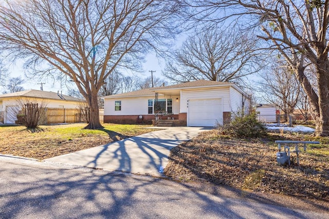 single story home with a garage