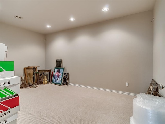 game room with carpet flooring