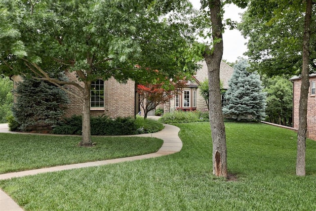 view of front facade with a front yard