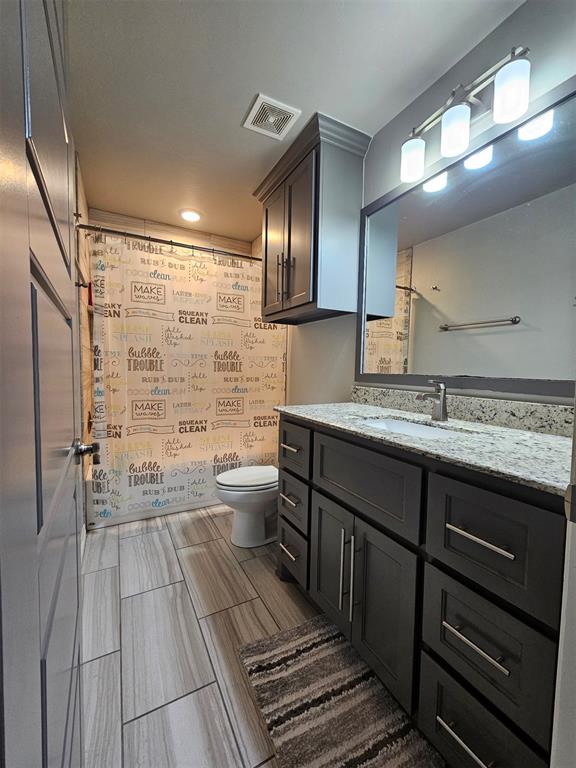 bathroom with toilet and vanity