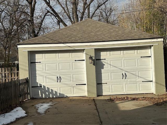 view of garage