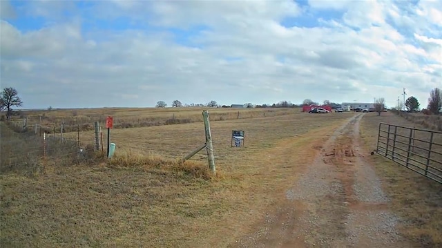 view of road featuring a rural view