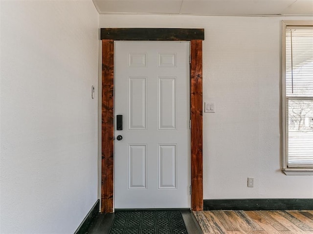 entryway with dark hardwood / wood-style floors