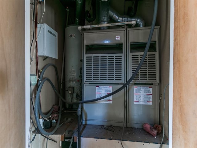 utilities with gas water heater and heating unit