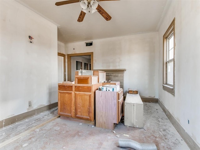 living room featuring ceiling fan