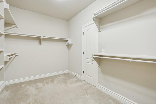 spacious closet with light colored carpet