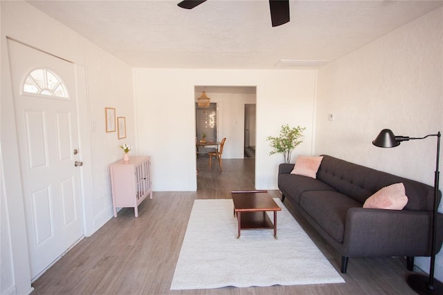 living room with hardwood / wood-style floors