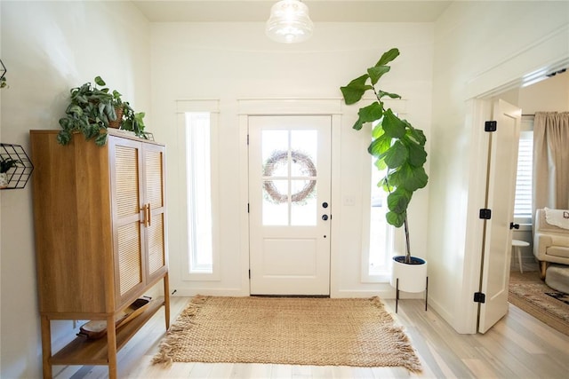 entryway with light hardwood / wood-style flooring