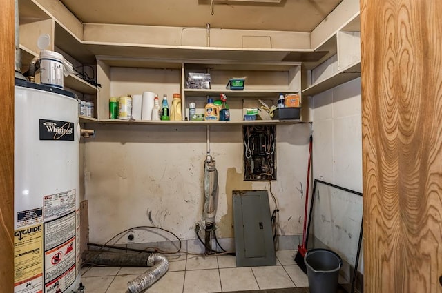 utility room with water heater and electric panel