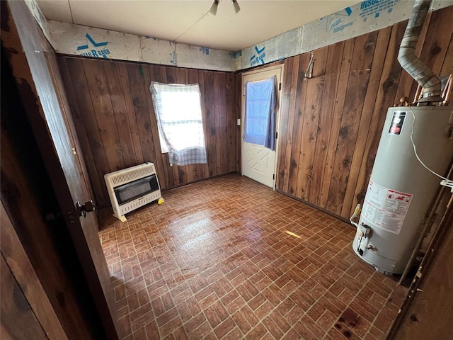 interior space with heating unit and gas water heater