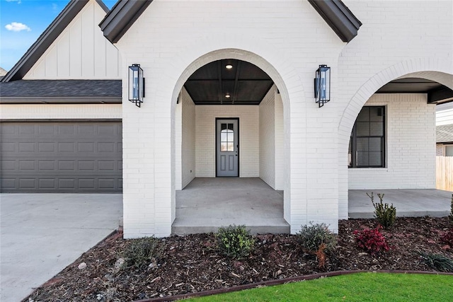 entrance to property with a garage