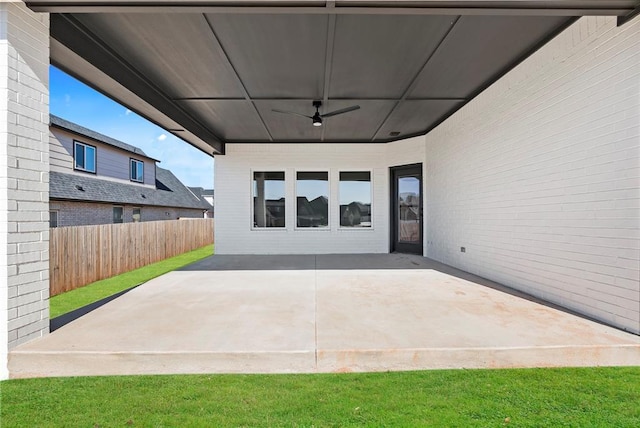 view of patio with ceiling fan