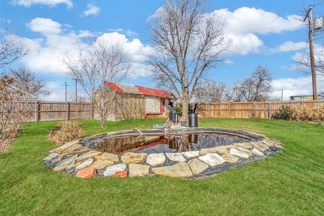 view of yard with a shed