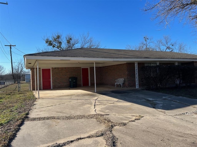 view of parking featuring a carport