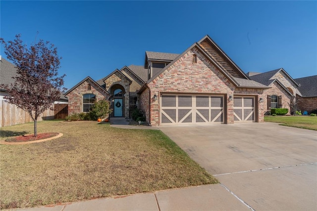 view of front of house featuring a garage and a front yard