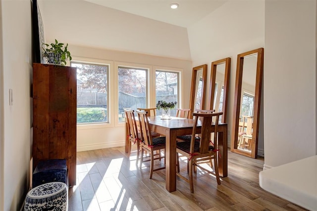 dining area with light hardwood / wood-style floors