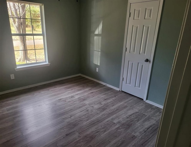 spare room featuring a healthy amount of sunlight and wood-type flooring