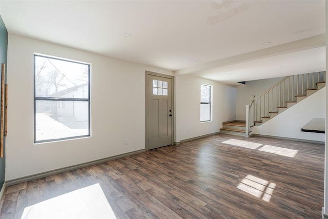 entryway featuring dark wood-type flooring