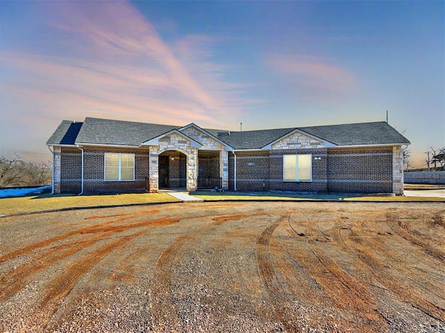 view of single story home