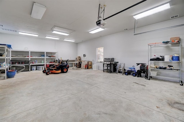 garage with a garage door opener