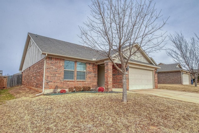 single story home with a garage