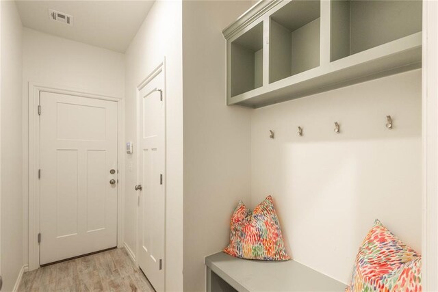 mudroom featuring light hardwood / wood-style flooring