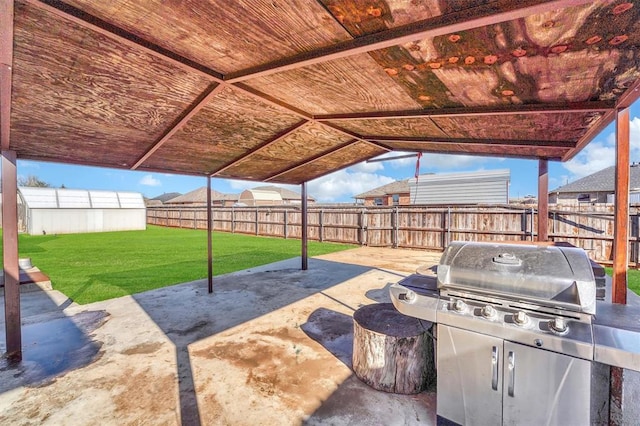 view of patio with area for grilling