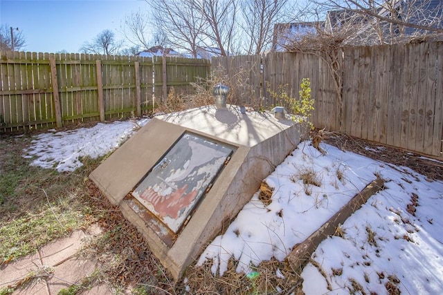 view of storm shelter