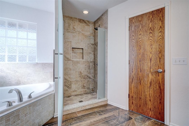 bathroom with plus walk in shower