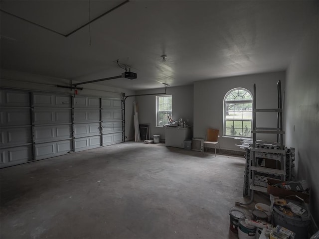 garage with a garage door opener