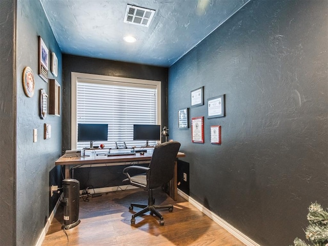 office area featuring wood-type flooring