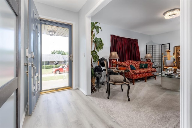 entryway with light wood-type flooring