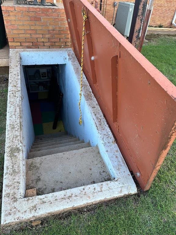 view of storm shelter