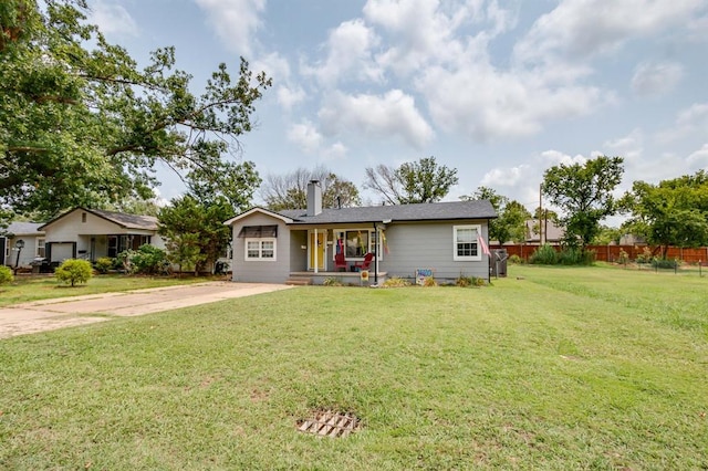 single story home with a front yard