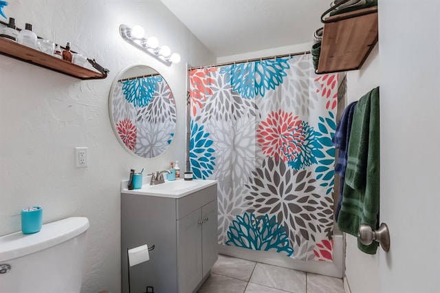 1815 N Bell Ave, Shawnee, OK 74804 - full bathroom with vanity, toilet, tile patterned floors, and curtained shower