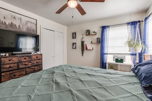 1815 N Bell Ave, Shawnee, OK 74804 - bedroom featuring a closet and a ceiling fan