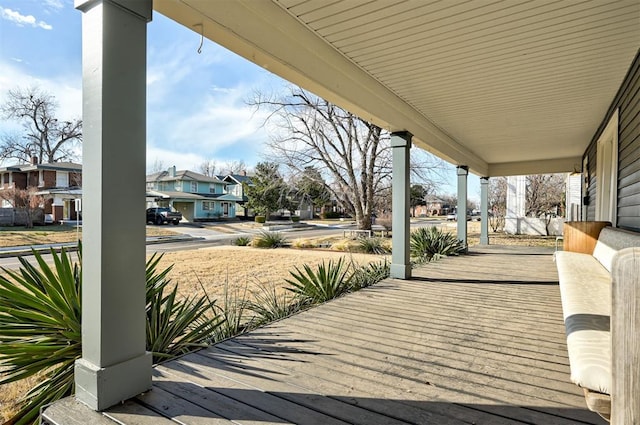 wooden deck with covered porch