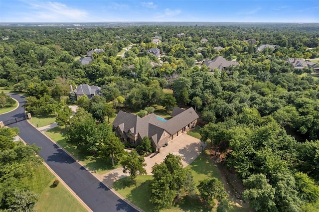 drone / aerial view with a forest view