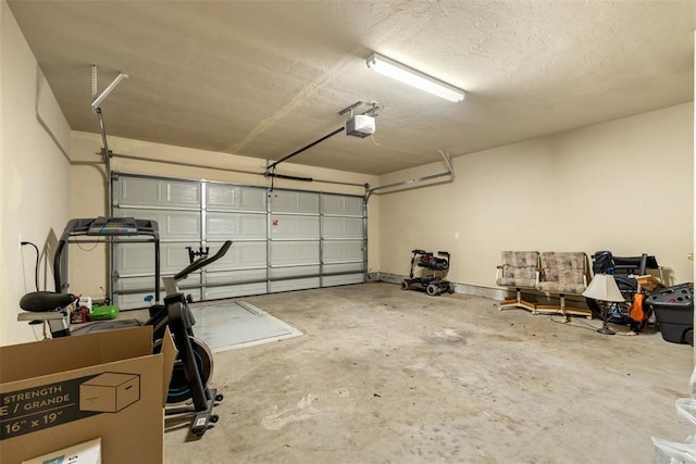 garage with a garage door opener