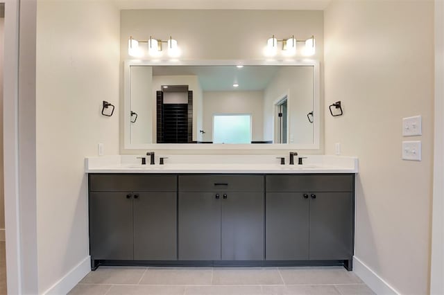 bathroom featuring vanity and tile patterned flooring